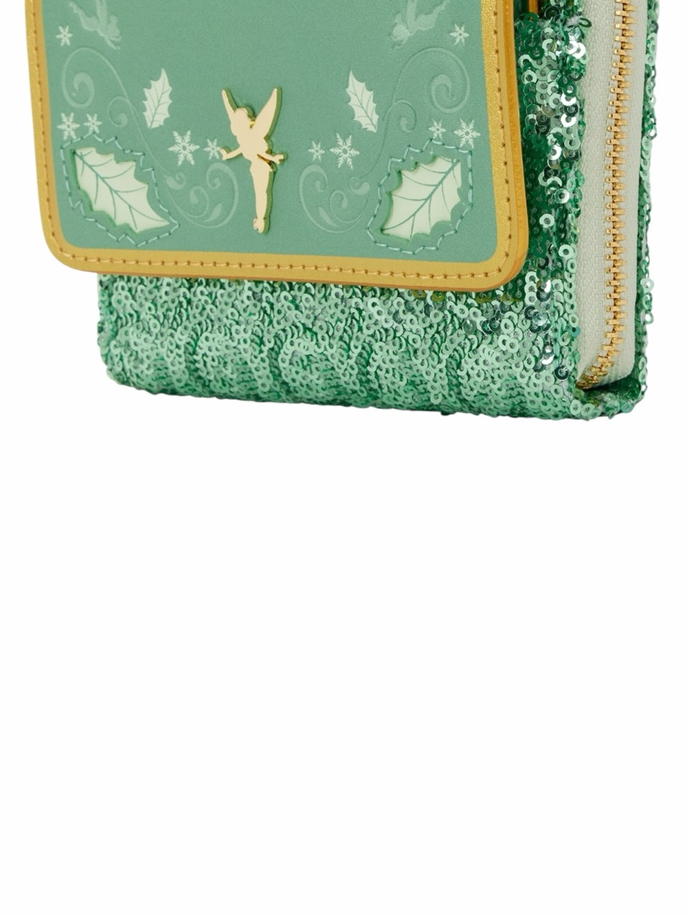 Loungefly Peter Pan Tinker Bell Holiday Sequin Tri-Fold Wallet NWT - Picture 5 of 6